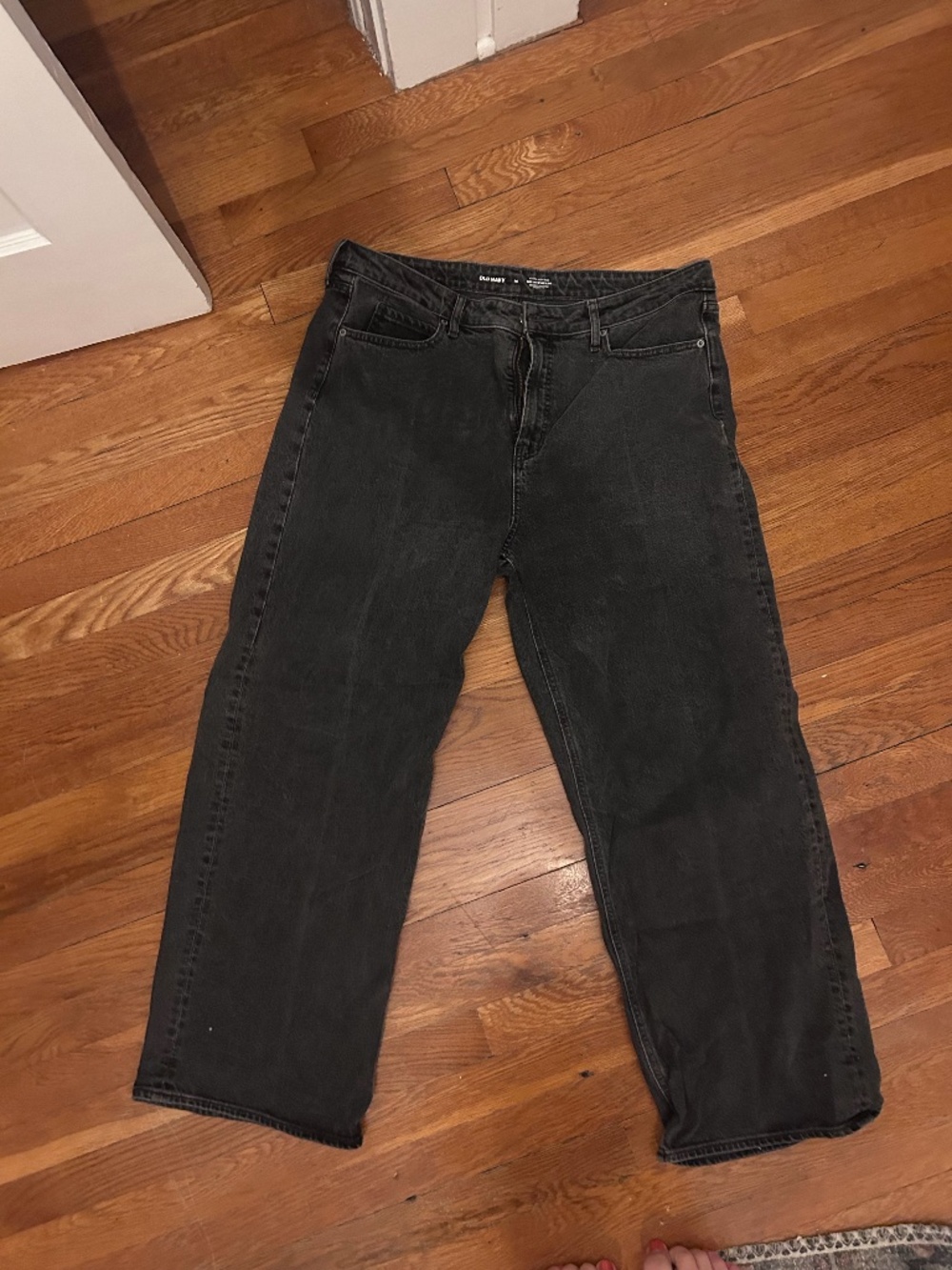 Old Navy Extra High-Rise Sky-Hi Wide-Leg Jeans Black Size 14
